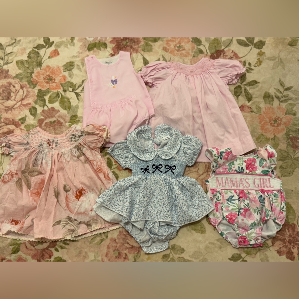 Assorted Baby Girl Dresses and Romper Set - Pink, Blue, Floral
